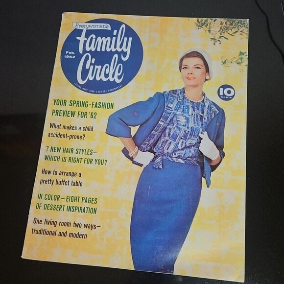 1962 Family Circle Magazine Spring Fashion Preview Cover Hairstyles Recipes - Picture 1 of 16